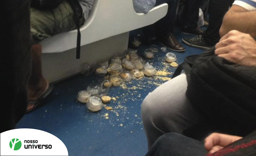 Jovens derrubam empadas no trem do Rio e passageiros se mobilizam
